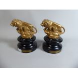 A Pair of Gilt Metal Lion Garnitures, Each 13.