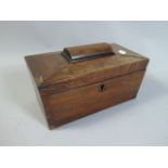 A 19th Century Rosewood Two Division Tea Caddy of Sarcophagus Form, in Need of Restoration,