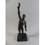 A Bronze Effect Figure of Victorious Athlete Holding Laurel, Some Losses,