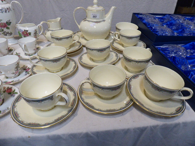 A Collection of Royal Doulton Albany Pattern Teawares to Include Eight Cups and Saucers, Teapot,