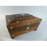 A Late 19th Century Mother of Pearl Inlaid Rosewood Ladies Work Box with Fitted Removable Tray.