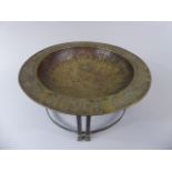 A Nievely Crafted Folk Art Religious Shallow Brass Bowl inscribed 'In Puris Naturalibus' on Bronze