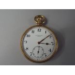 A 9ct Gold Open Face Pocket Watch, the Enamelled Dial Inscribed JW Benson, London.