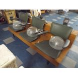 A 1960's Hairdresser's Hair Dryig Bench, "La Reine, London" with Three Seats,