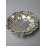 An Eastern White Metal and Coloured Enamel Ashtray, 11cm Diameter,