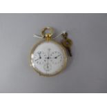An 18ct Gold Pocket Watch with Stopwatch Sweep and Three Subsidiary Dials for Clock,