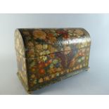 A 19th Century Kashmiri Dome Topped Stationery Box with Original Polychrome Painted Decoration.