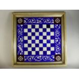 A 19th Century Glass Chess Board in the Original Painted Frame,