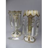 Two Victorian White and Gilt Lustres.