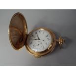 A Good Audemans Freres 14ct Gold Quarter Repeating Hunter Cased Chronograph Pocket Watch with