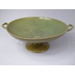 A Lancastrian Olive Green Two Handled Fruit Bowl on Raised Circular foot.