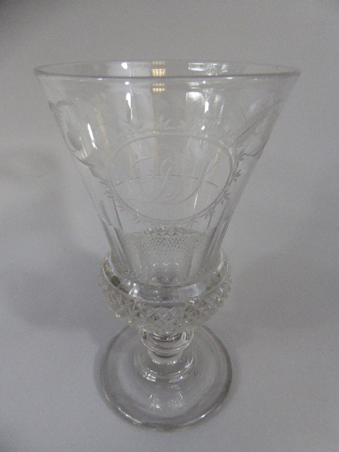 A 19th Century Cut and Etched Glass Scottish Rummer, - Image 2 of 3