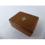 A Pretty French Gold Inlaid Small Tortoiseshell Box with Fitted Interior having Two Compartments