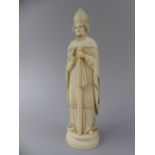 A Rare 19th Century Dieppe Ivory Carved Triptych Icon Figure of a Bishop.