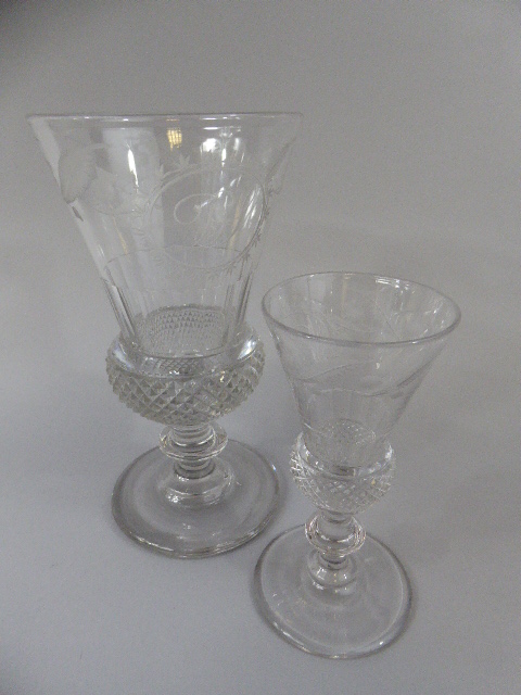 A 19th Century Cut and Etched Glass Scottish Rummer,