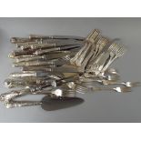 A Collection of Silver Plated Kings Pattern Knives and Forks
