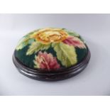 A Circular Tapestry Top Footstool,