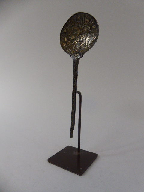 A Very Early White Metal Spoon, Believed 4th or 5th Century on Later Stand.