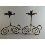 A Pair of Late 19th Century German Arts and Crafts Candlesticks in the style of Hugo Berger Goberg.