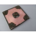 A 19th Century Rise and Fall Mirror from Pole Support with Superb Pink Enamel Decoration to Back.