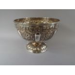 A Nice Quality Embossed Silver Plated Punch Bowl by James Dixon and Sons.