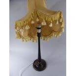An Edwardian Chinoiserie Table Lamp of Turned Tapering Form with Shade