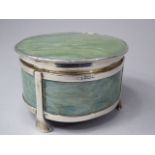 A Silver Mounted Faux Mother of Pearl, Trinket Box. Birmingham 1926. 9cm Diameter. 5.