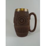 A Late 19th Century Anglo-Indian Carved Teak Tankard.