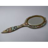 A Pretty Late 19th/Early 20th Century Micromosaic Hand Mirror with Wall Mounting ring.