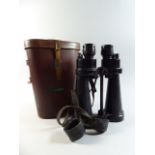 A Pair of Leather Cased Military Binoculars by Bar and Stroud with War Department Stamp