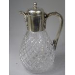 A Good Quality Silver Topped Heavy Cut Glass Claret Jug by James Dixon and Sons of Sheffield. 1894.