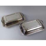 Two Silver Plated Rectangular Entree Dishes.