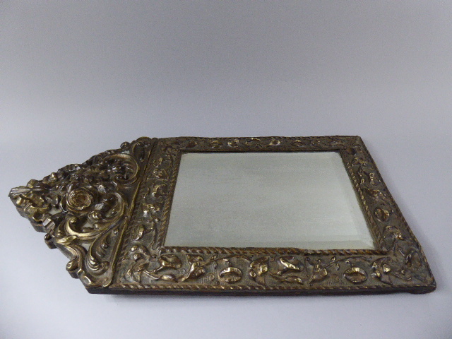A 19th Century Dutch Brass Repousse Wall Mirror. - Image 2 of 2