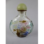 A Boxed Oriental Glass Snuff Bottle Decorated with Monkey and Flowers. 6.
