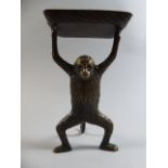 A 19th Century Continental Bronze or Brass Visiting Card Holder Modelled as an Anthropomorphic