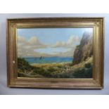 L Lewis, Oil on Board, Coastal Scene, Highcliffe,