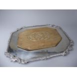 A Silver Plate and Beech Wood Octagonal Bread Board by Walker and Hall.