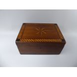 A Late 19th Century Work Box, with Star and Banded Inlay to Top,