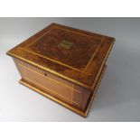 A Mid 19th Century String Inlaid Walnut Fitted Box by Arnold and Lewis.