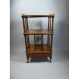 A Victorian Burr Walnut Rectangular Canterbury Whatnot with Turned Reeded Supports,
