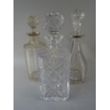 Three Glass Decanters Including Edinburgh Crystal Continental