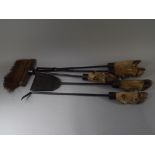 An Early 20th Century Set of Four Black Forest Taxidermy Fire Irons with Deer's Hoof Handles,