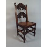 A 19th Century Oak Carved Ladder Back Hall Side Chair