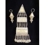 A Cased Vintage Omani Silver and Gold Amulet Holder or Koran Box with Pair of Matching Earrings.