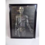 An Early 20th Century Gothic Painting of a Male Figure, one Half Ecorche, The Other Half a Skeleton,