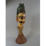 A 19th Century Carved Wood Indian Puppet Head with Original Polychrome Painted Decoration,