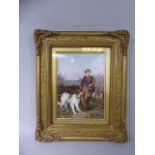 A 19th Century English Hand Painted Rectangular Porcelain Plaque by J Rouse.