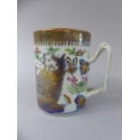 A 19th Century Chinese Porcelain Tankard Decorated in Coloured Enamels depicting Pagoda,