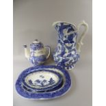 A Collection of Blue and White China to Include Large Toilet Jug,