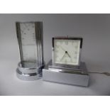 An Early Chrome Zeiss Ikon Desk Barometer, 16cm High and an Art Deco Chrome Clock/Savings Bank.